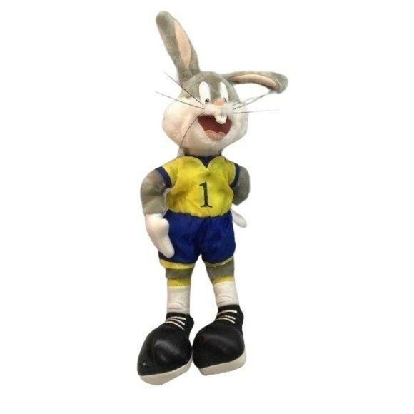 1998 Warner Brothers Looney Tunes Bugs Bunny Soccer Player Blue yellow - Picture 1 of 4